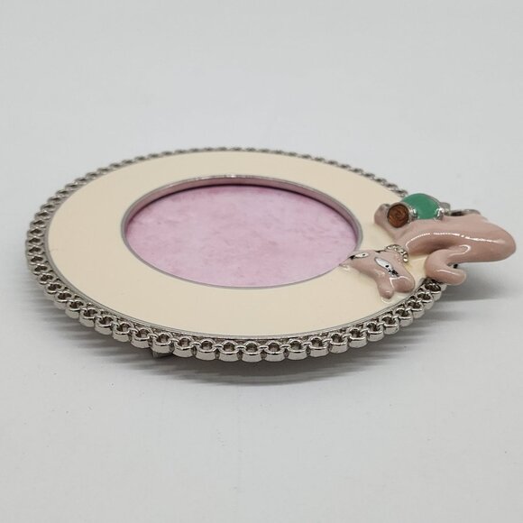 Cat Themed Round Photo Frame With Rhinestone Accents & Cream Enamel Finish - Picture 8 of 8